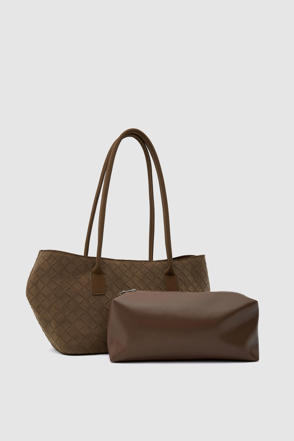 Aldebaran Suede Tote Bag in tan, view 2 – Nouva