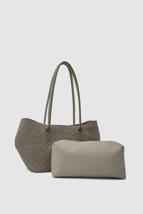 Aldebaran Suede Tote Bag in taupe, view 2 – Nouva