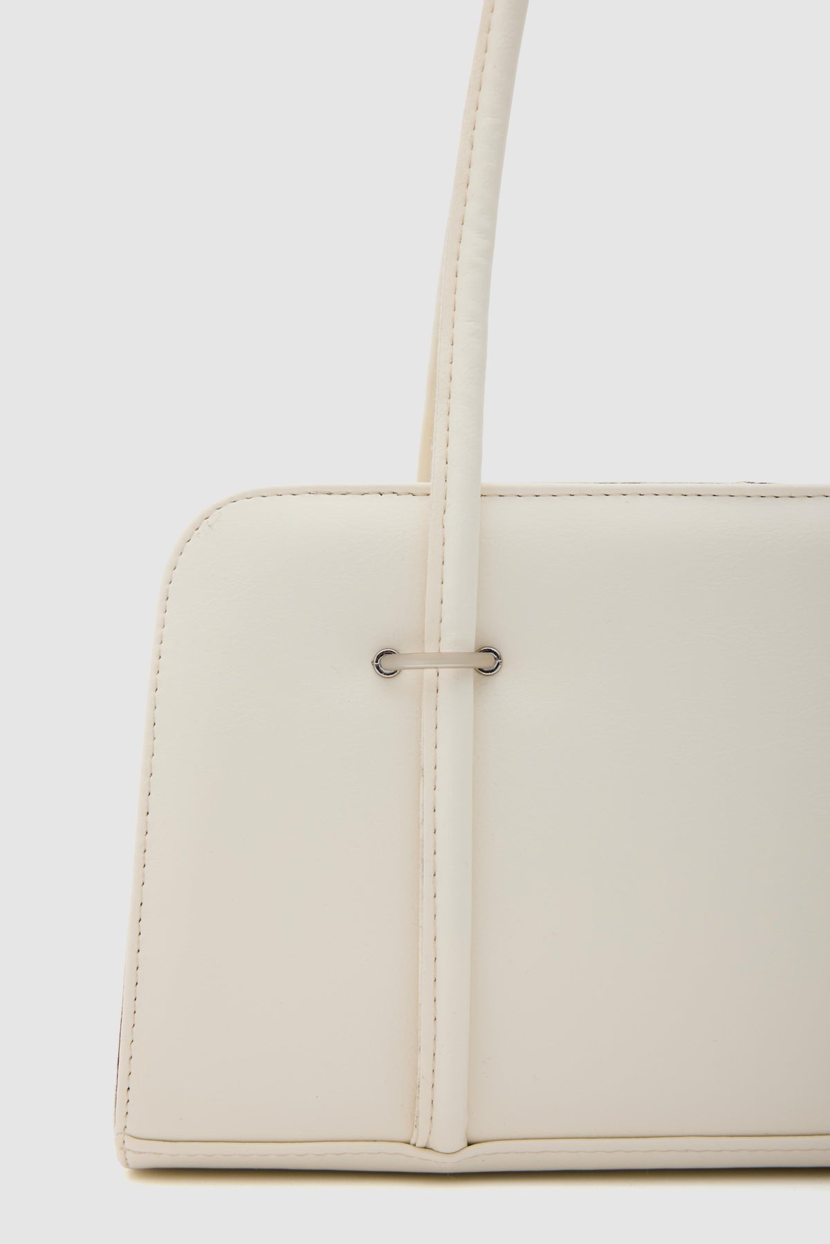 Badr cream baguette bag with metal detail, view 3