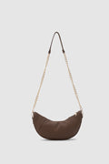 Hilal Chain Half-Moon Crossbody Bag in brown – women's crossbody bag by Nouva
