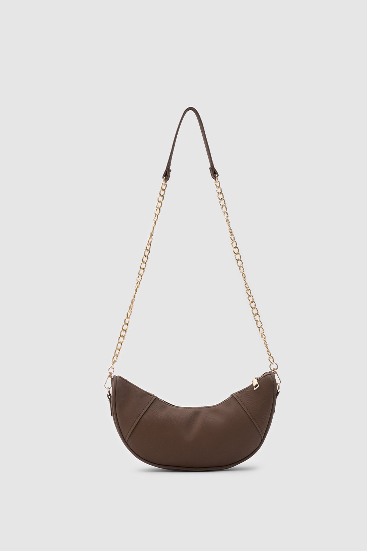 Hilal Chain Half-Moon Crossbody Bag in brown – women's crossbody bag by Nouva