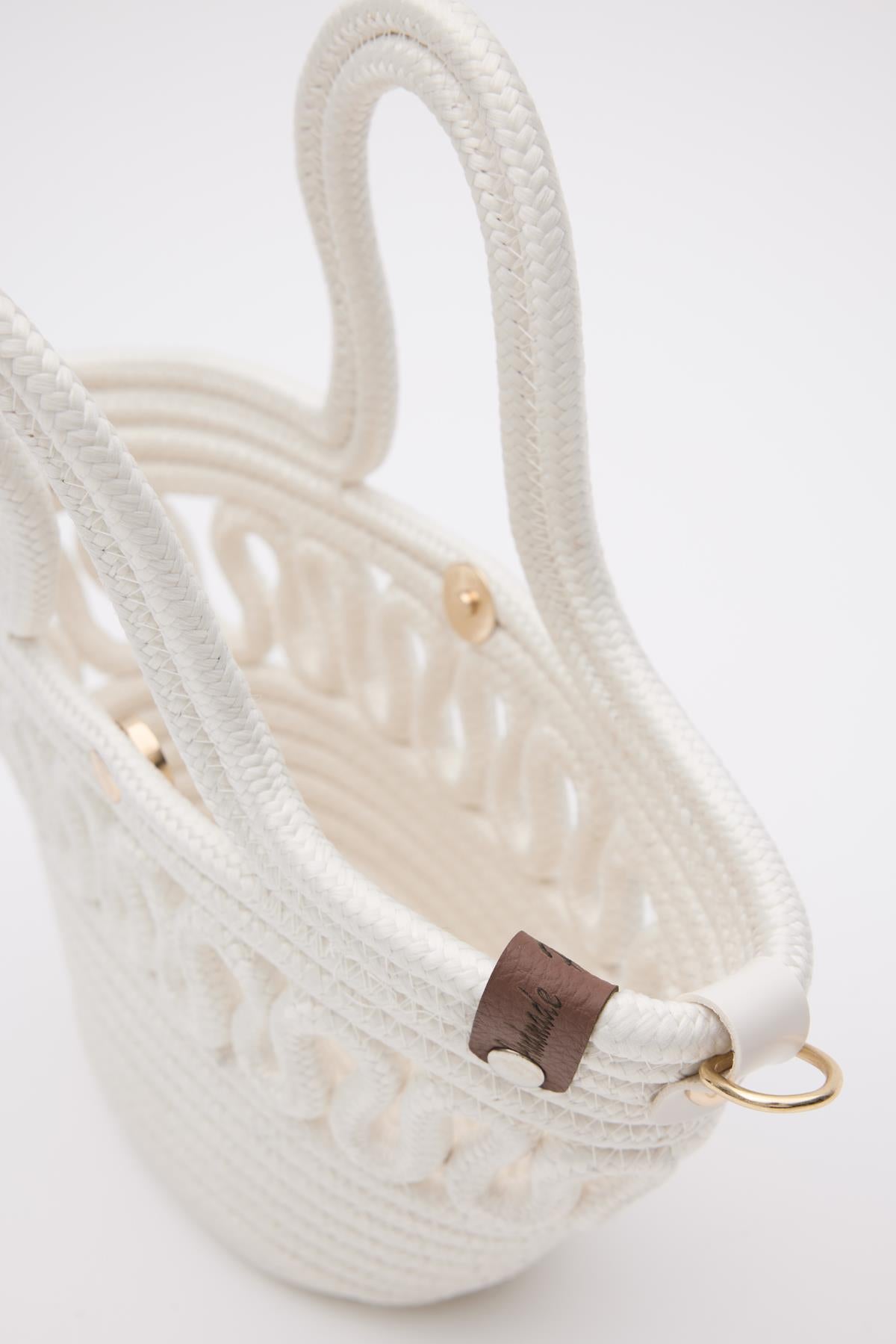 Kawkab Mini Straw Crossbody Bag in cream, view 5 – Nouva