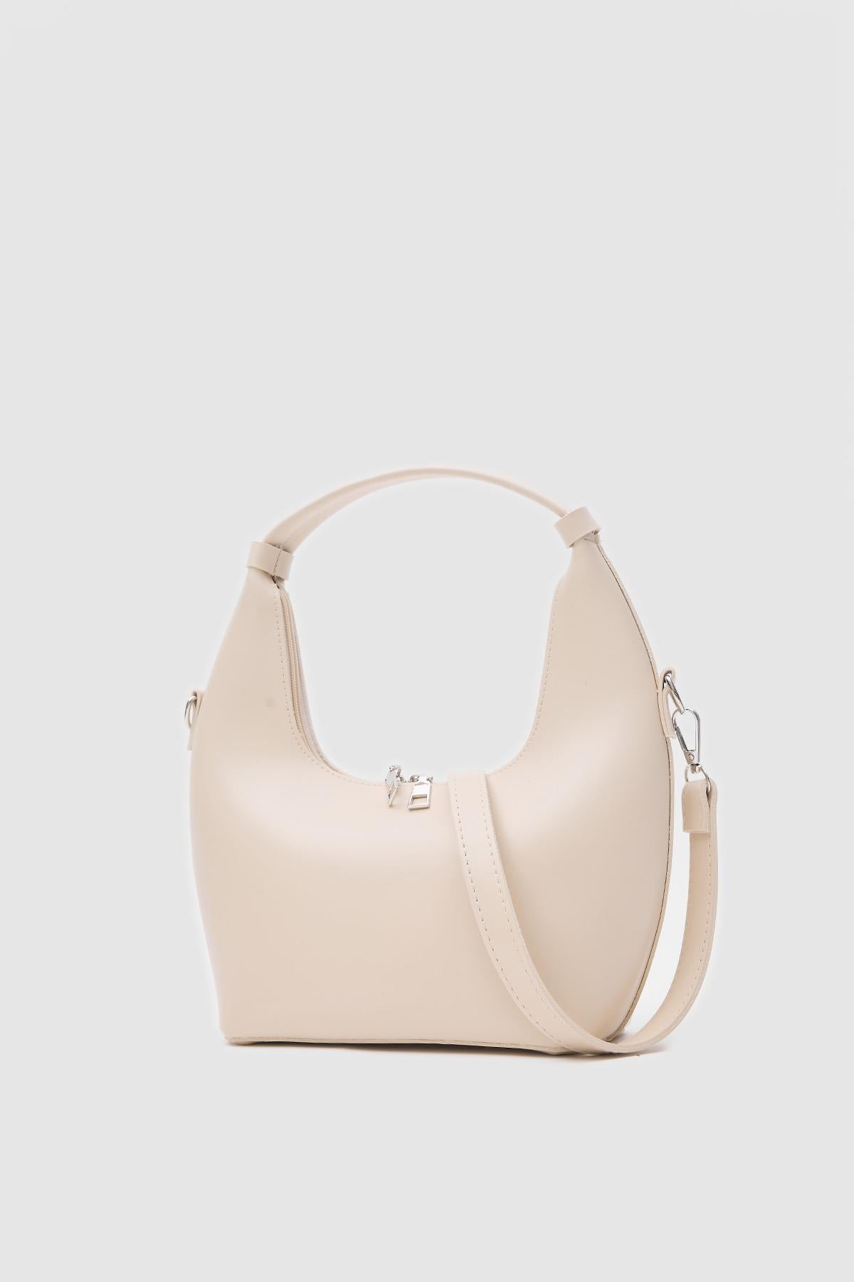 Mizar Crossbody Bucket Bag in cream, view 2 – Nouva
