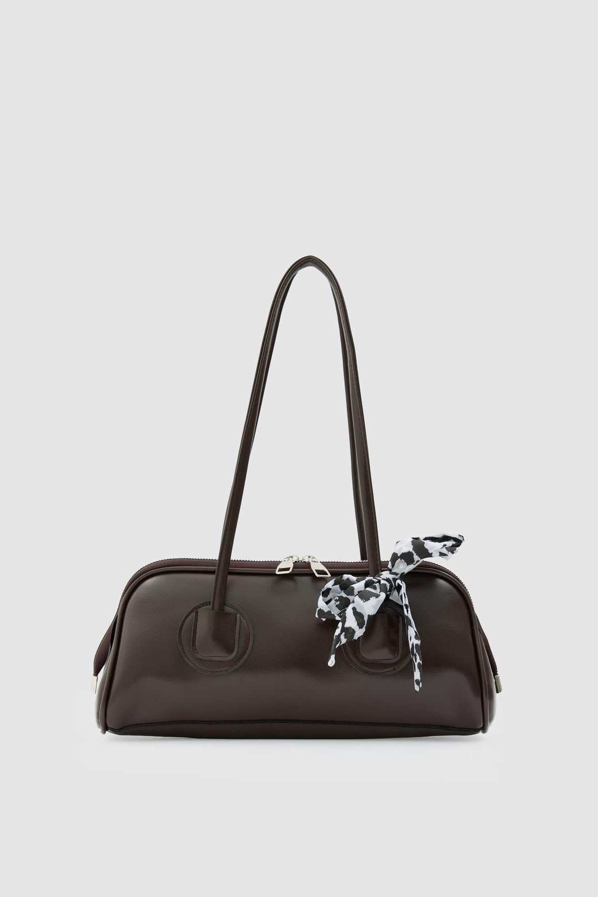 Nayzak Scarf-Detail Baguette Bag in espresso – women's baguette bag by Nouva