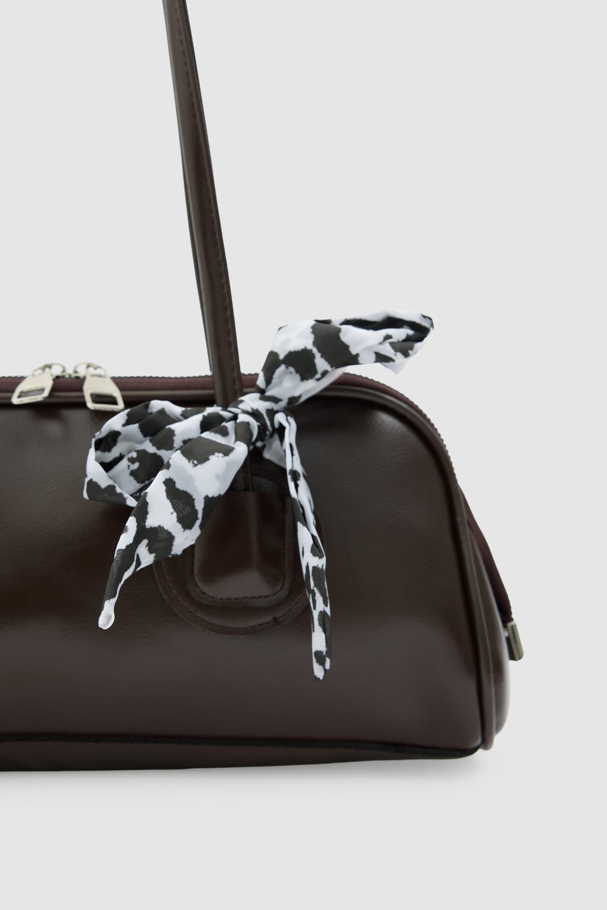 Nayzak Scarf-Detail Baguette Bag in espresso, view 2 – Nouva