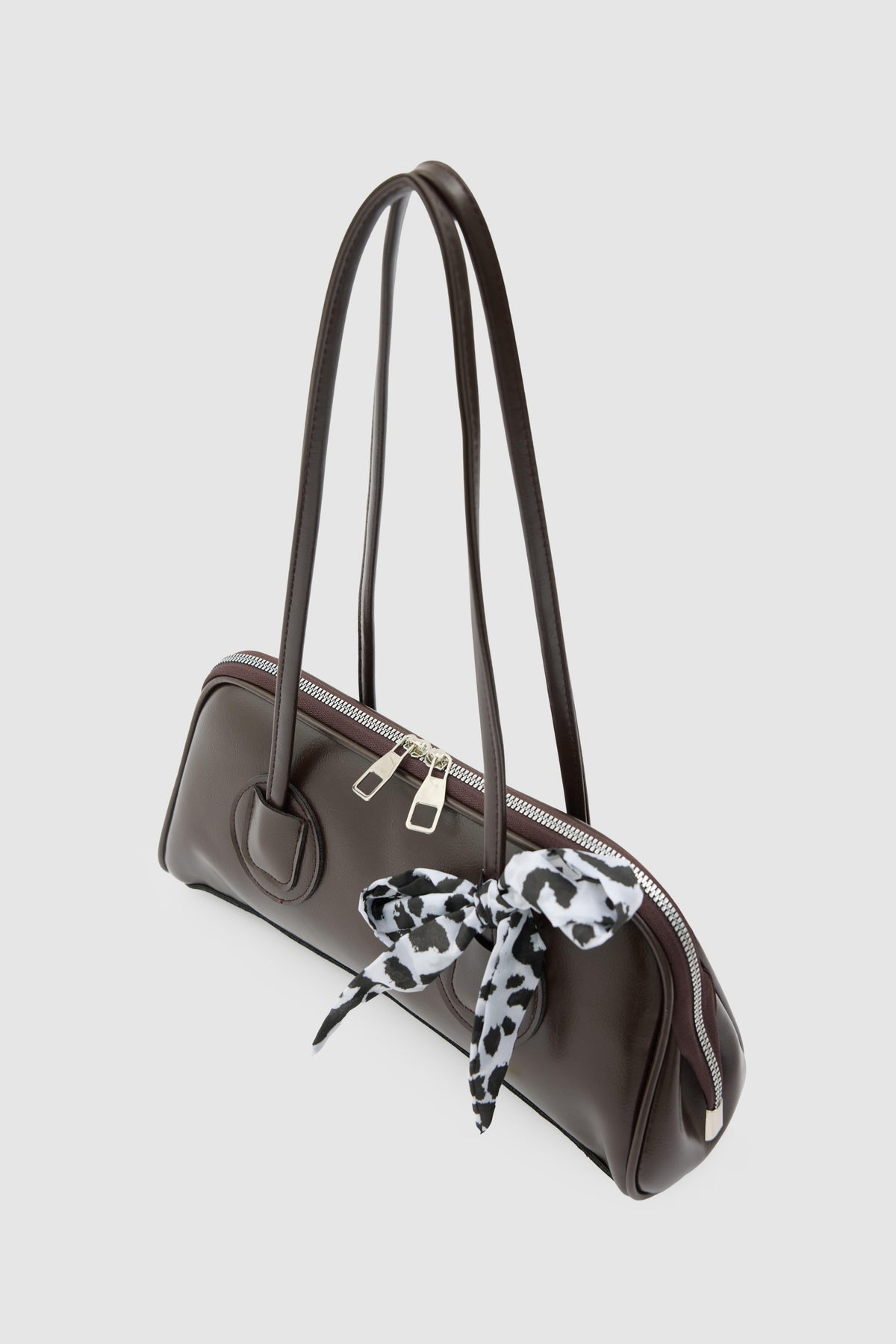 Nayzak Scarf-Detail Baguette Bag in espresso, view 3 – Nouva