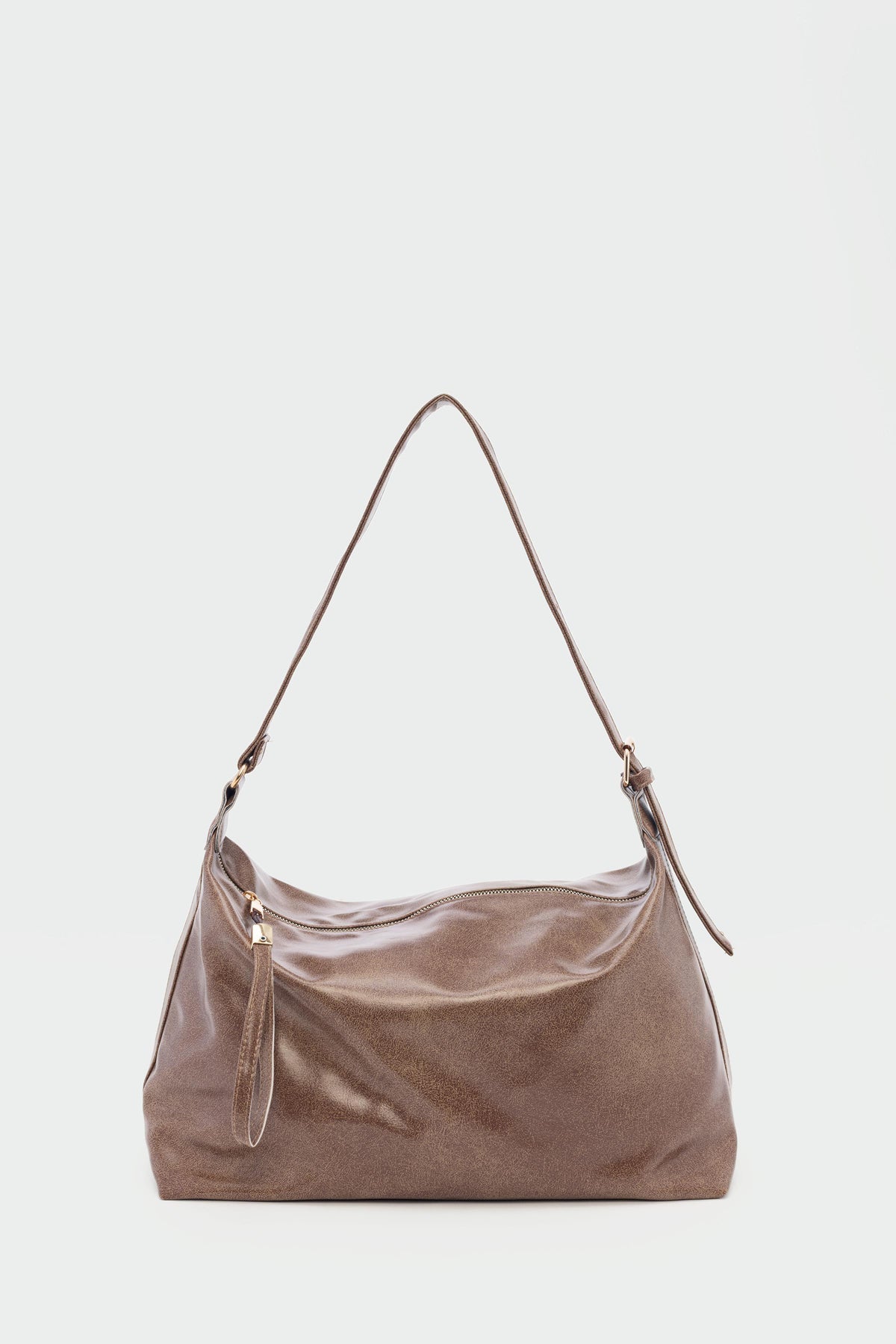 Qamar Slouchy Shoulder Bag in taupe – women's shoulder bag by Nouva