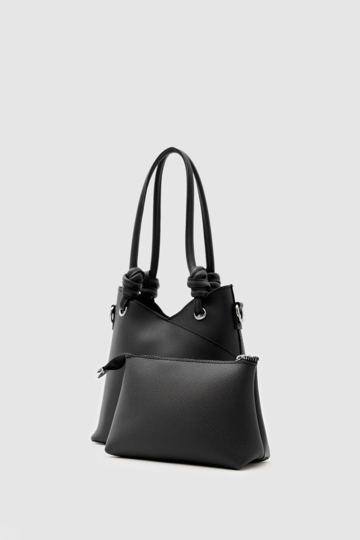 Rigel Asymmetric Shoulder Bag in black, view 4 – Nouva