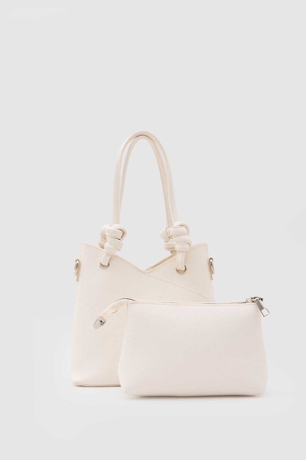 Rigel Asymmetric Shoulder Bag in cream, view 3 – Nouva