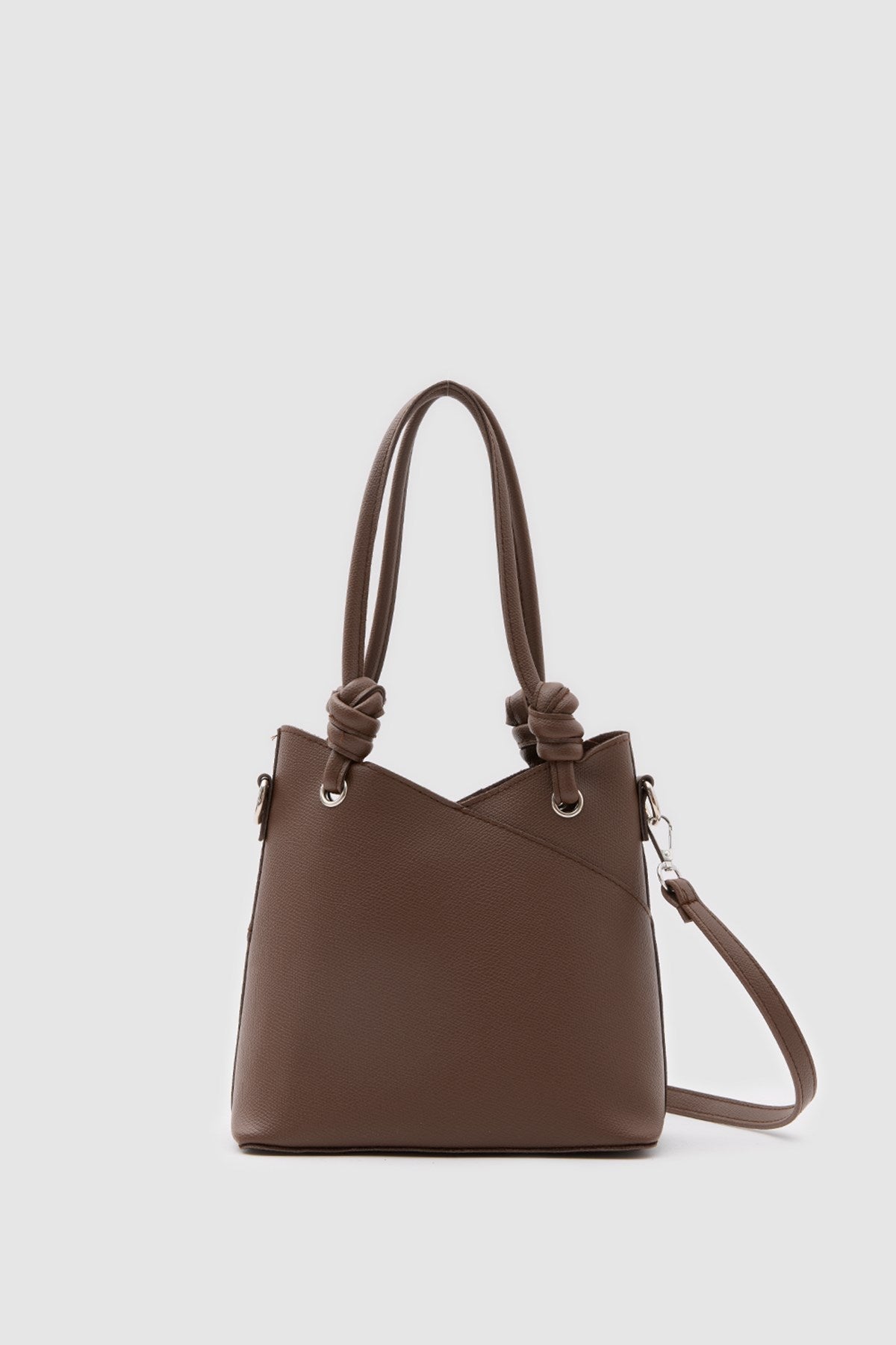 Rigel Asymmetric Shoulder Bag in dark brown, view 2 – Nouva