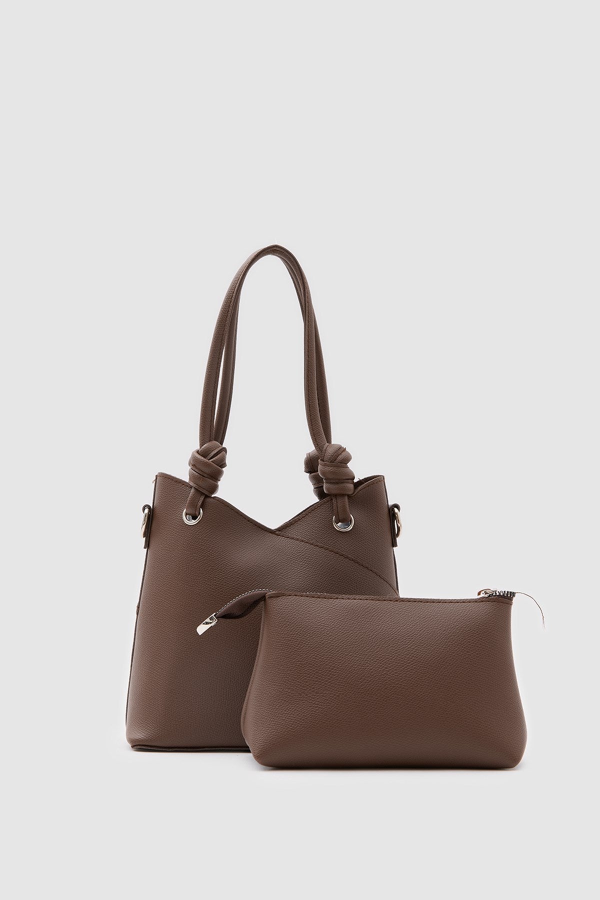 Rigel Asymmetric Shoulder Bag in dark brown, view 3 – Nouva