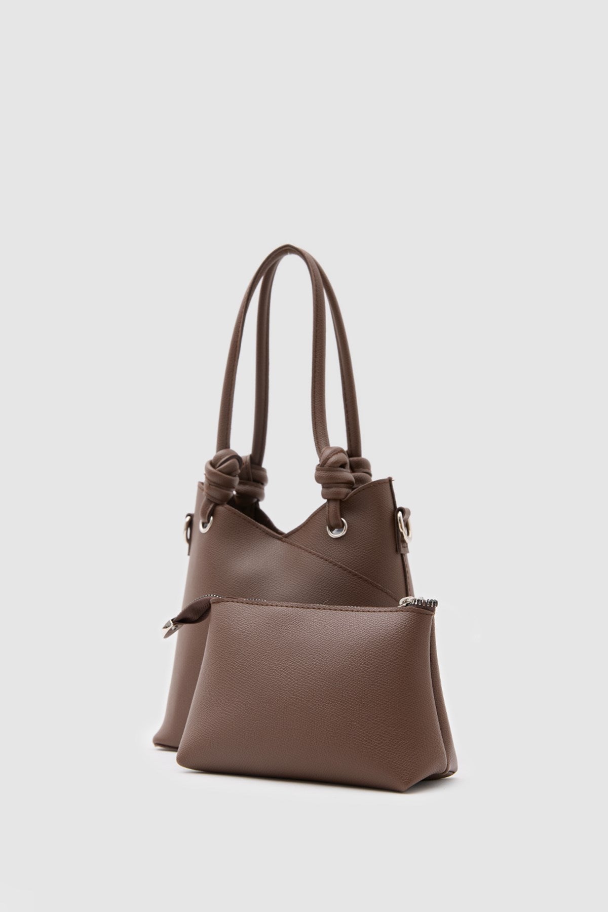 Rigel Asymmetric Shoulder Bag in dark brown, view 4 – Nouva