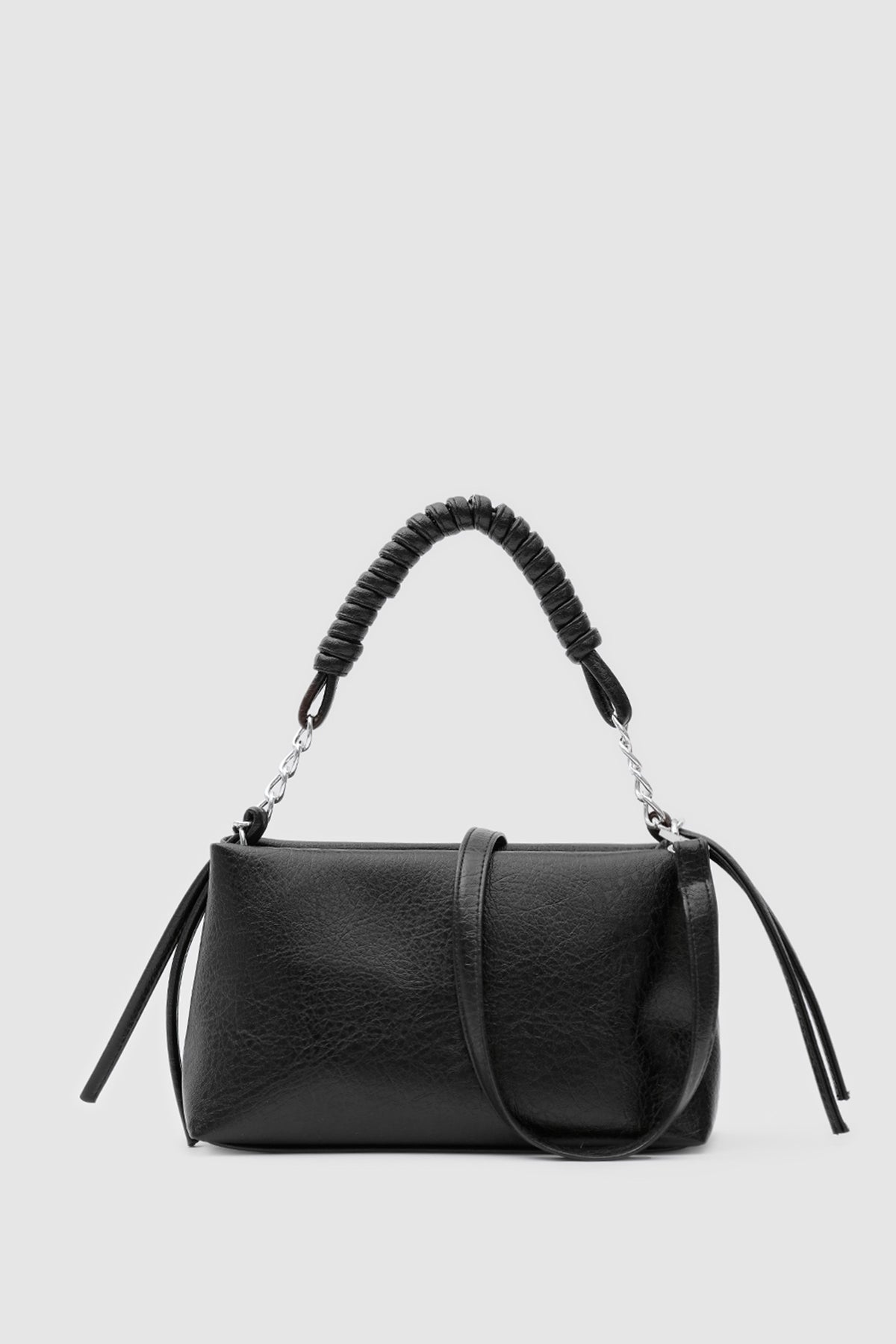 Shira Chain and Tassel Crossbody Bag in black, view 2 – Nouva
