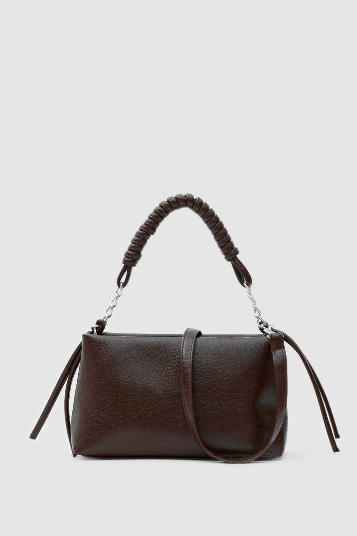 Shira Chain and Tassel Crossbody Bag in brown, view 2 – Nouva