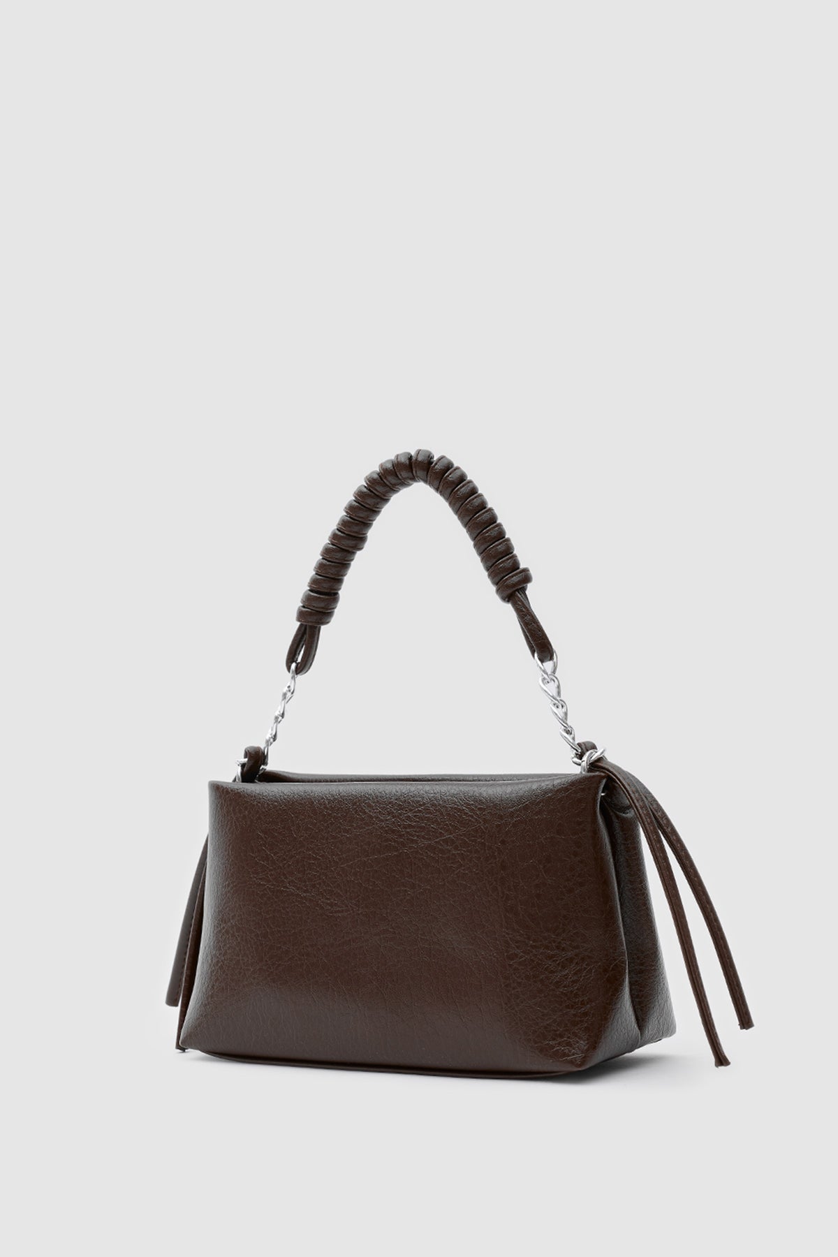 Shira Chain and Tassel Crossbody Bag in brown, view 3 – Nouva