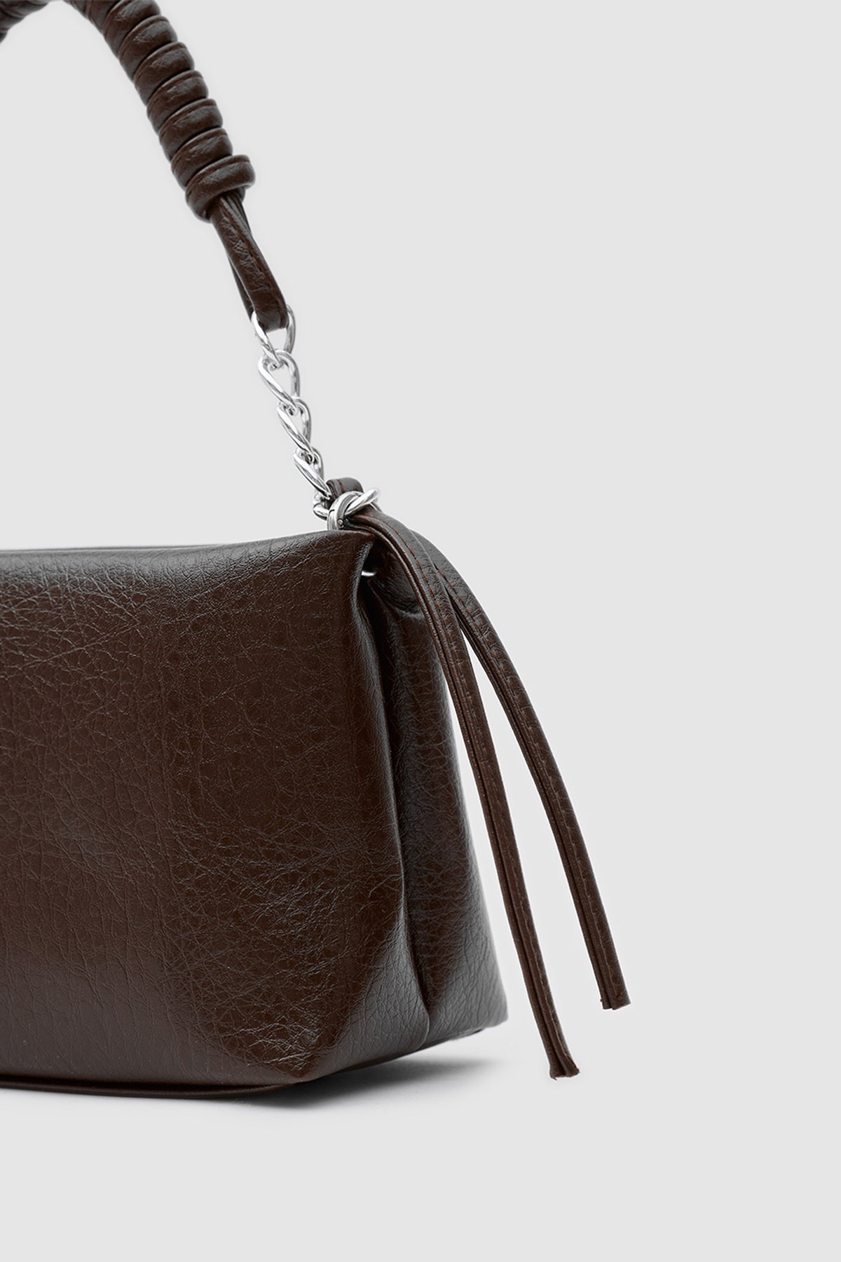 Shira Chain and Tassel Crossbody Bag in brown, view 4 – Nouva