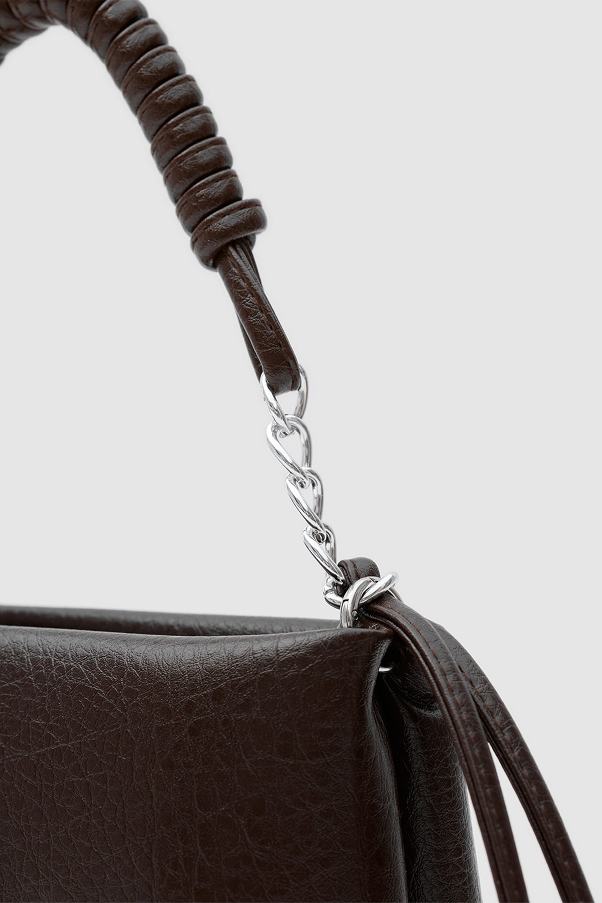 Shira Chain and Tassel Crossbody Bag in brown, view 5 – Nouva