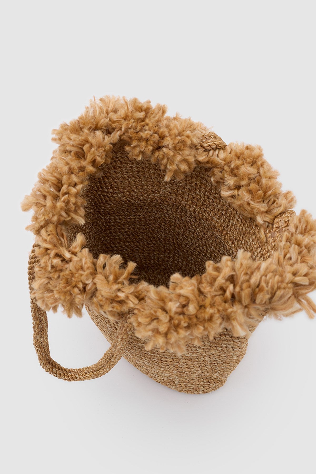 Suha Tasseled Straw Shoulder Bag in taupe, view 5 – Nouva