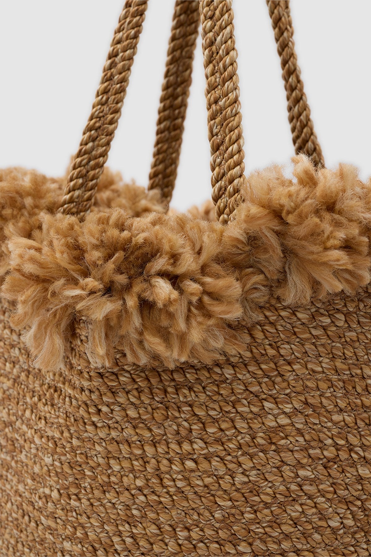 Suha Tasseled Straw Shoulder Bag in taupe, view 6 – Nouva