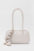 Thurayya Scarf-Detail Baguette Bag in cream – women's baguette bag by Nouva