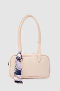 Thurayya Scarf-Detail Baguette Bag in powder pink – women's baguette bag by Nouva