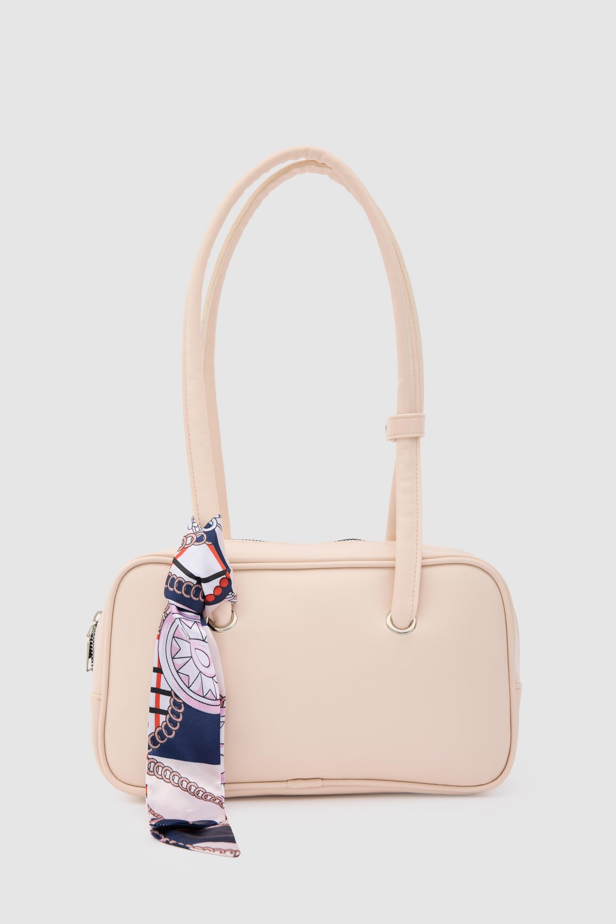 Thurayya Scarf-Detail Baguette Bag in powder pink – women's baguette bag by Nouva