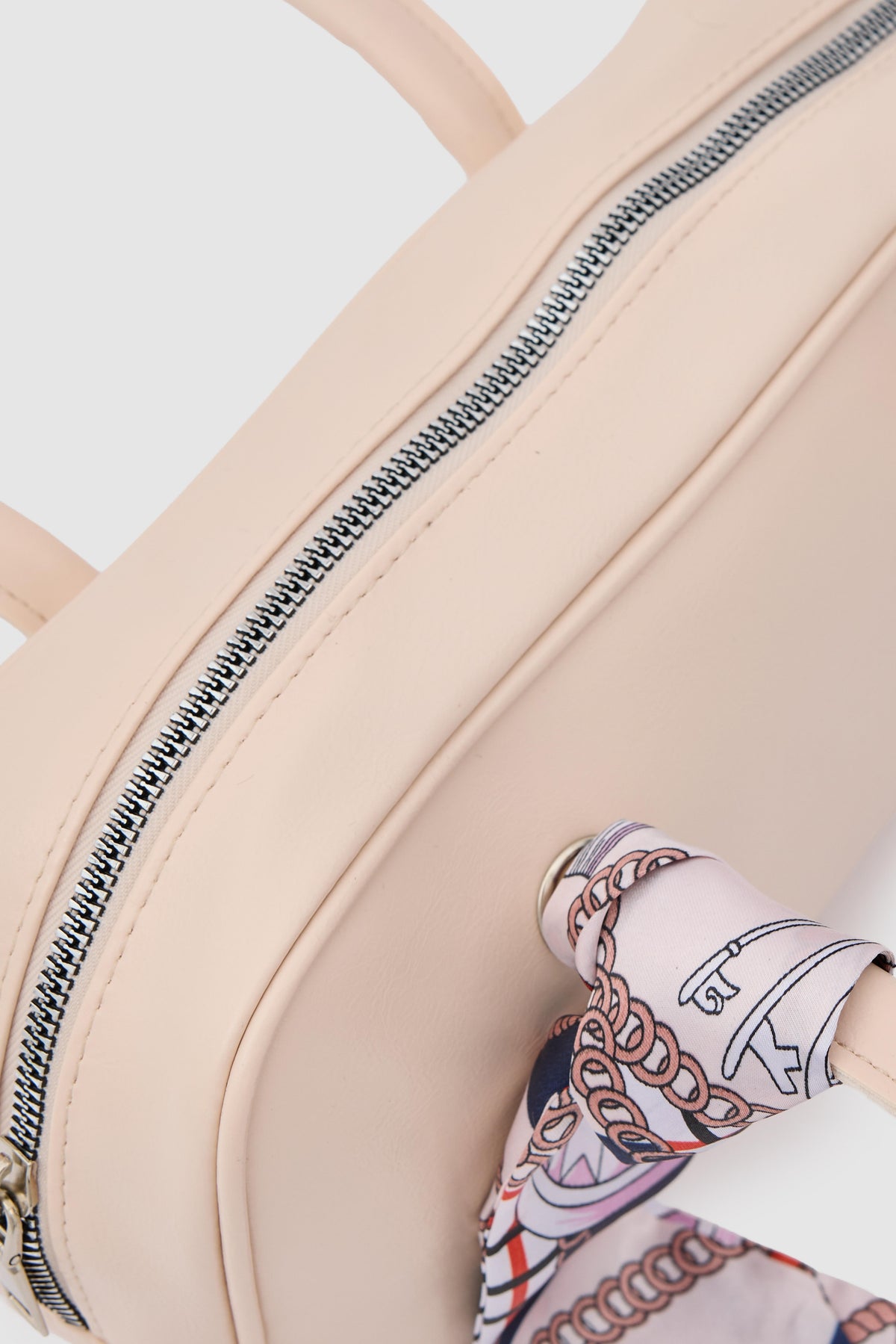Thurayya Scarf-Detail Baguette Bag in powder pink, view 4 – Nouva