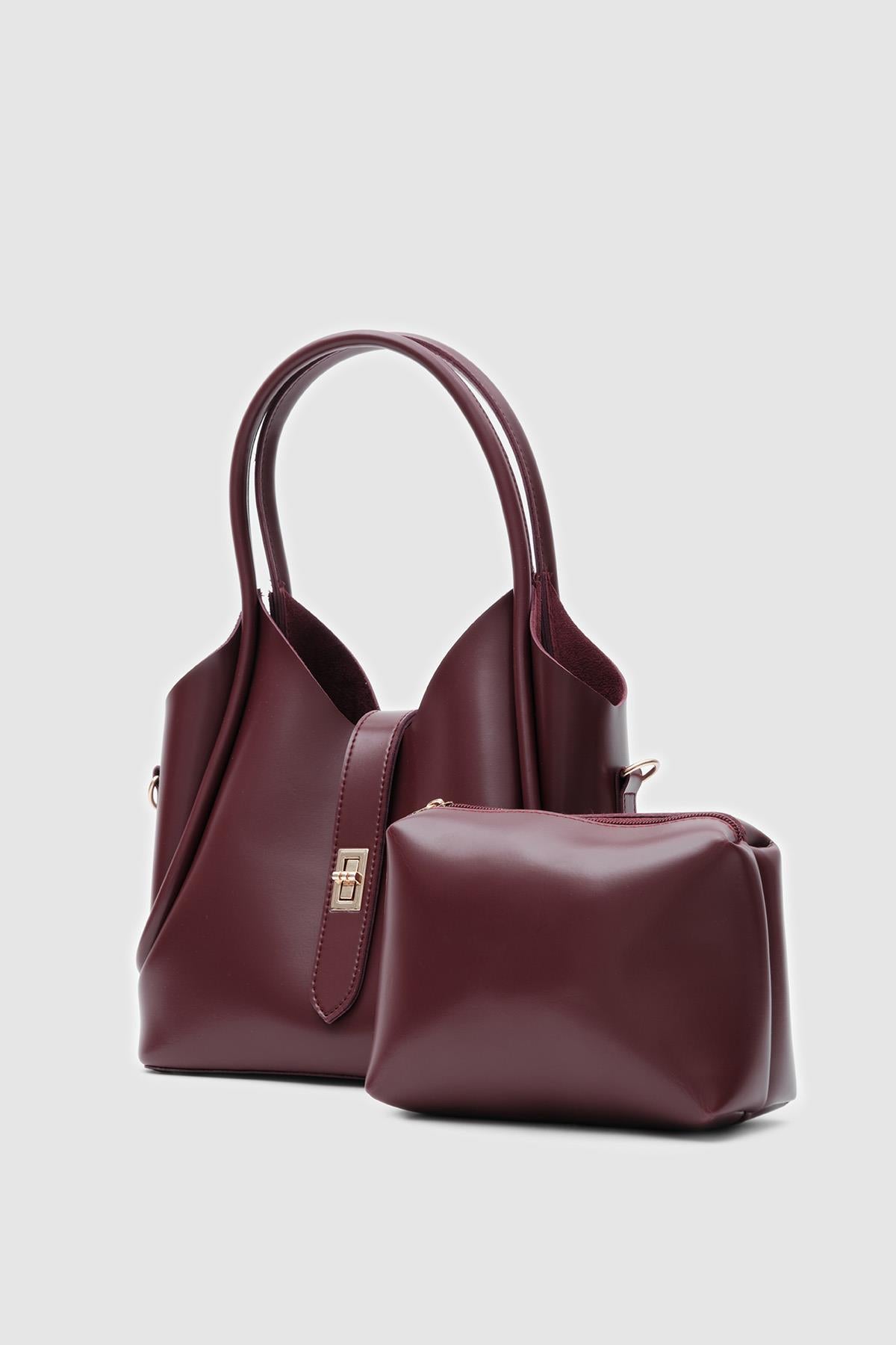 Vega Top-Handle Crossbody Bag in burgundy, view 3 – Nouva