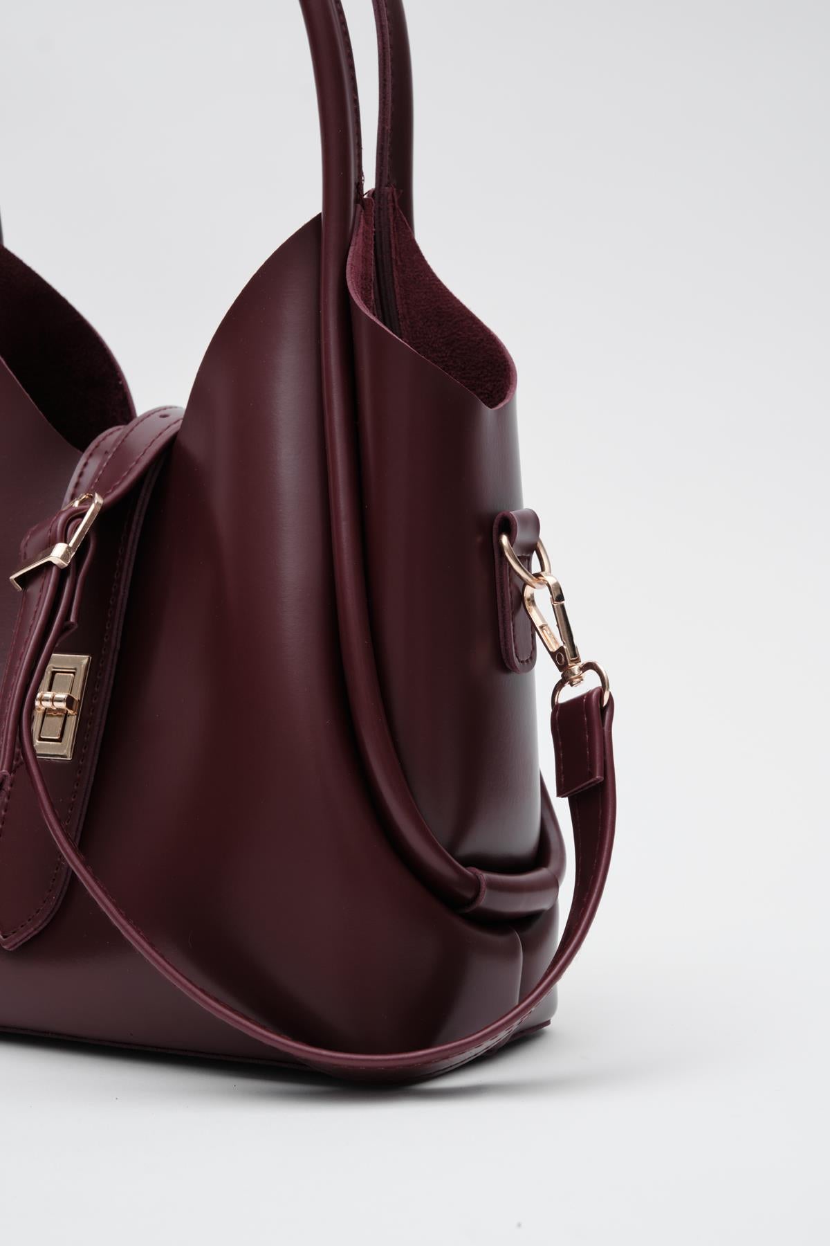 Vega Top-Handle Crossbody Bag in burgundy, view 4 – Nouva