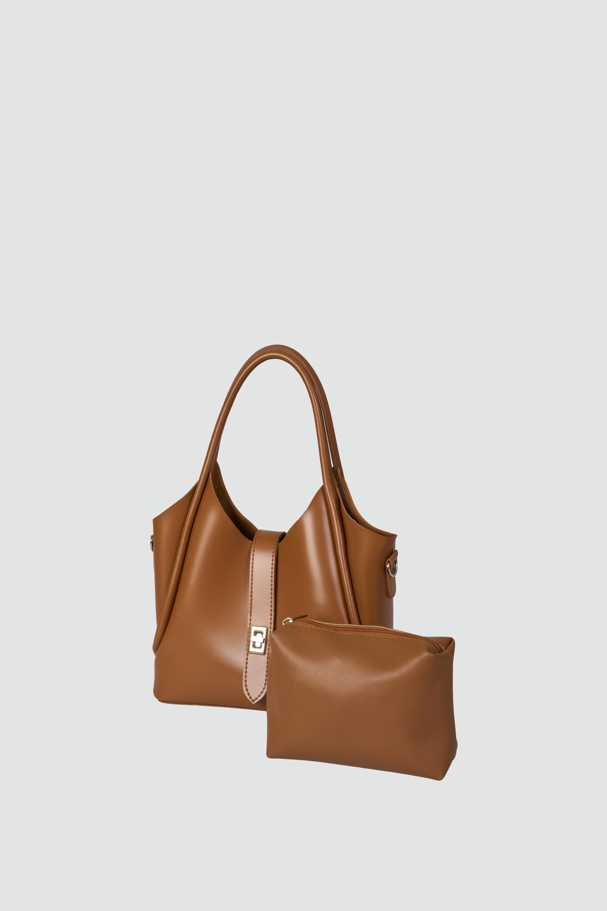Vega Top-Handle Crossbody Bag in tan, view 2 – Nouva