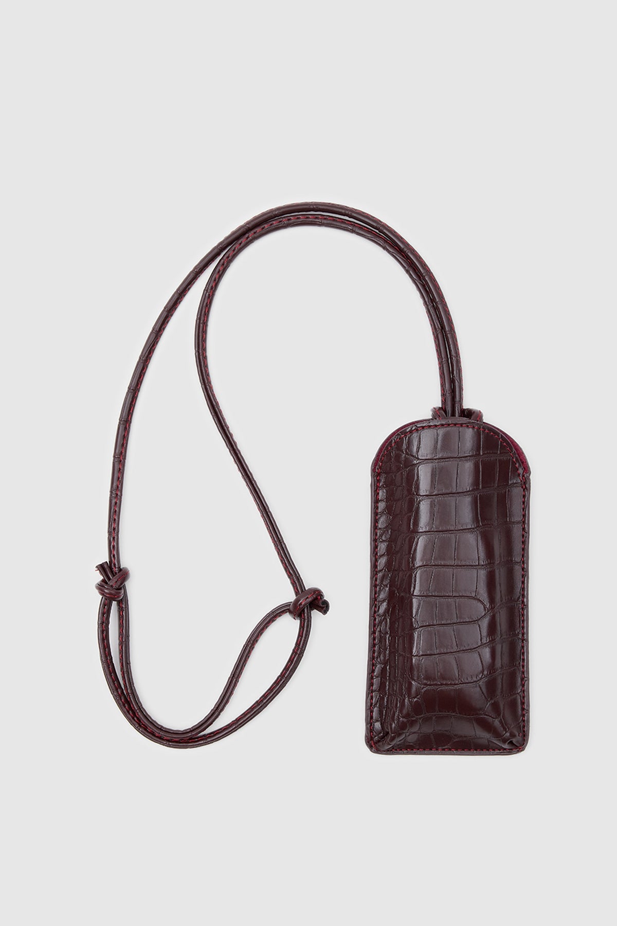 Vitrine Croc-Print Glasses Case in burgundy, view 3 – Nouva