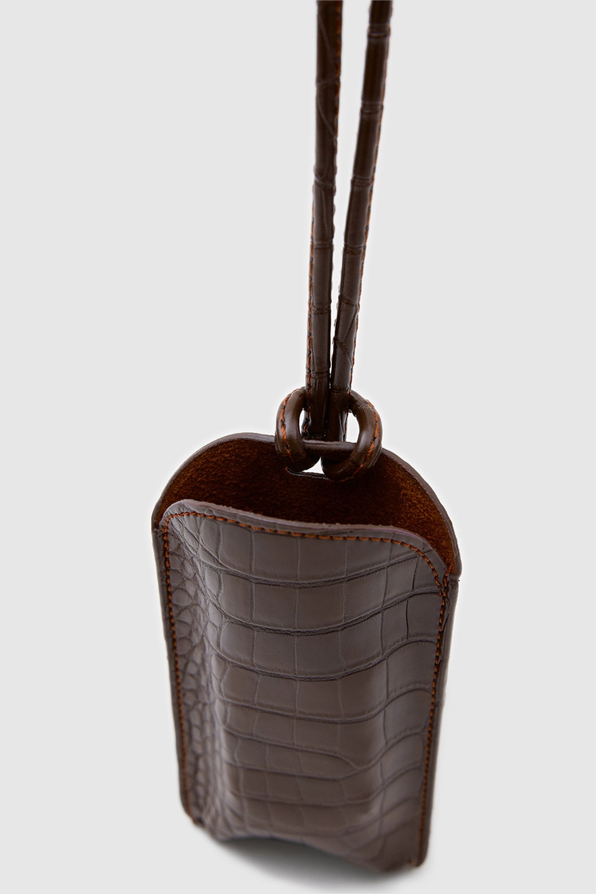 Vitrine Croc-Print Glasses Case in espresso, view 5 – Nouva