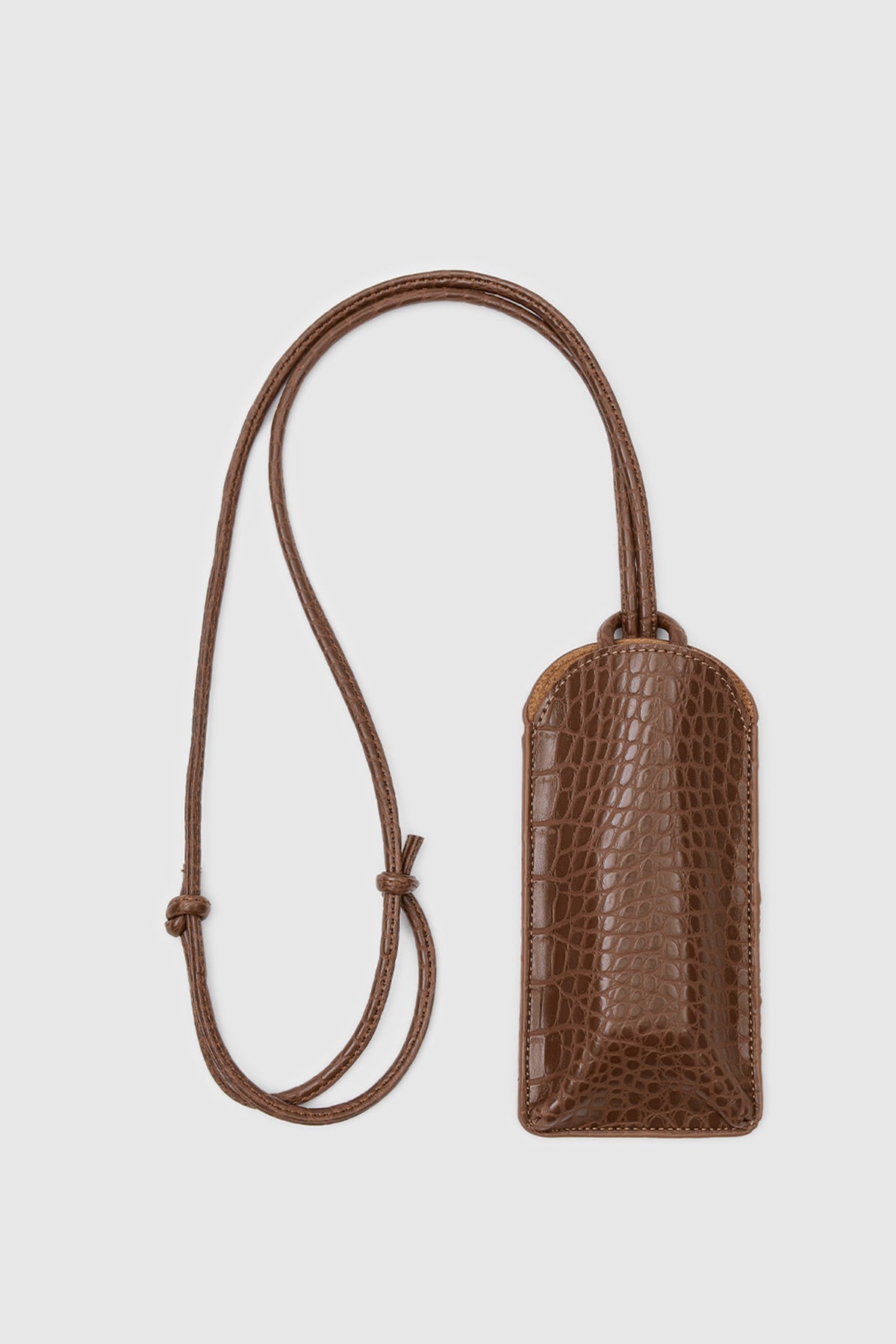 Vitrine Croc-Print Glasses Case in tan, view 3 – Nouva