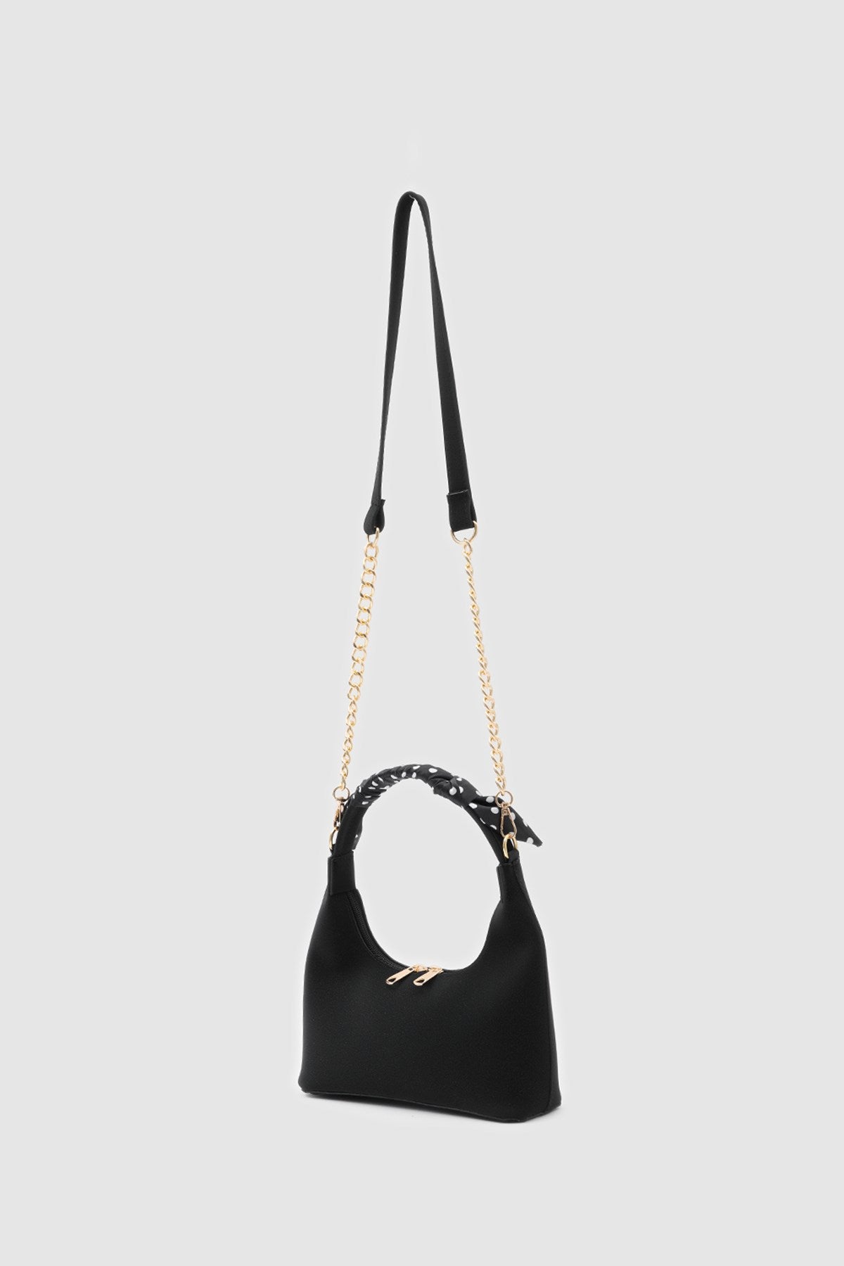 Zuhra Scarf-Detail Crossbody Bag in black, view 6 – Nouva