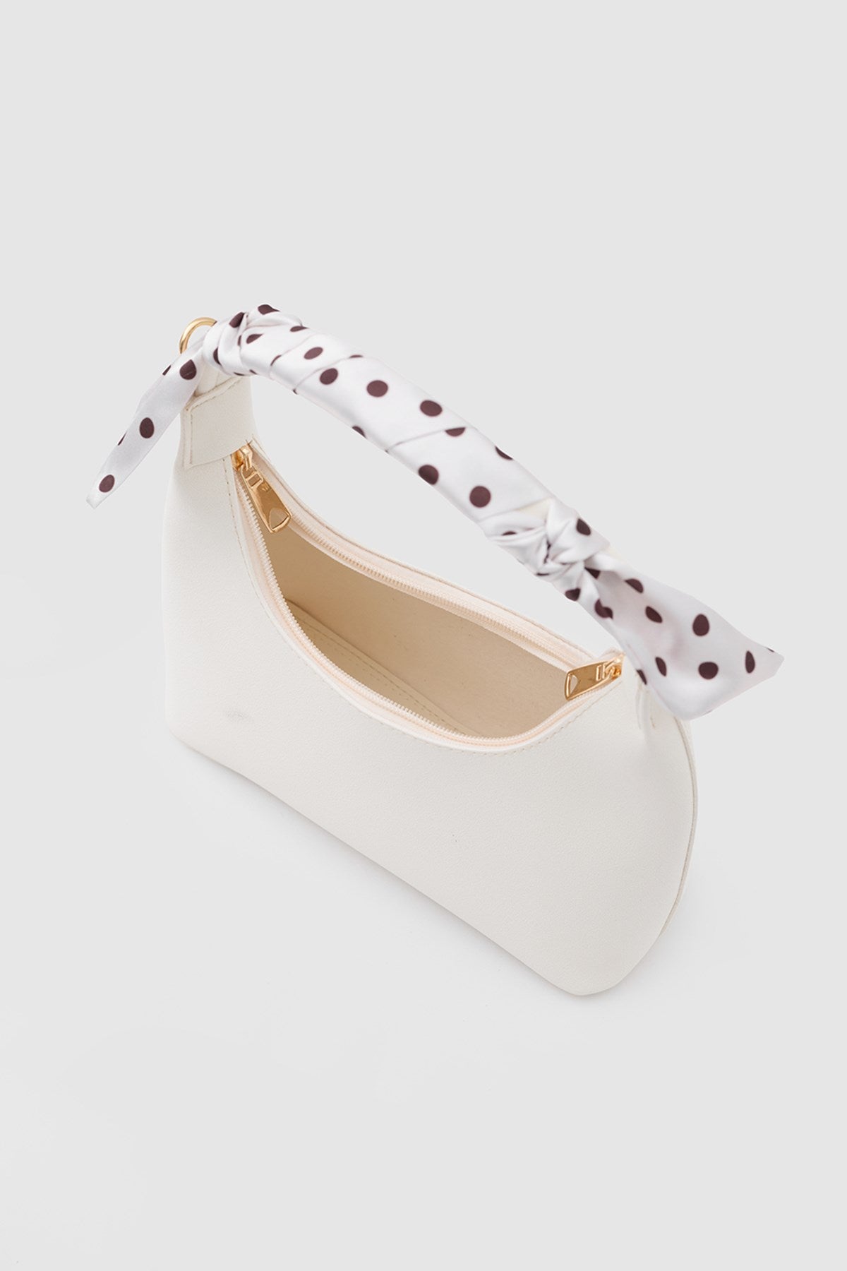 Zuhra Scarf-Detail Crossbody Bag in cream, view 7 – Nouva