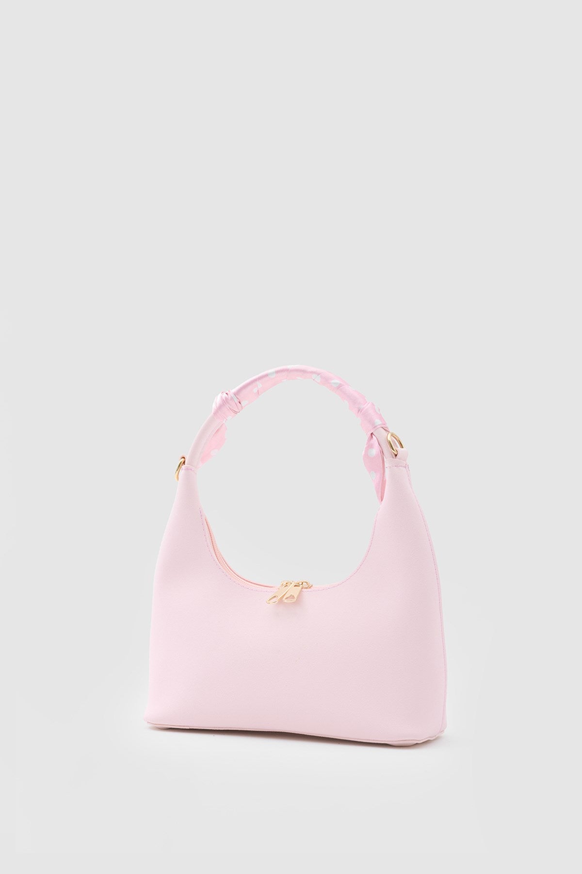 Zuhra Scarf-Detail Crossbody Bag in powder pink, view 3 – Nouva