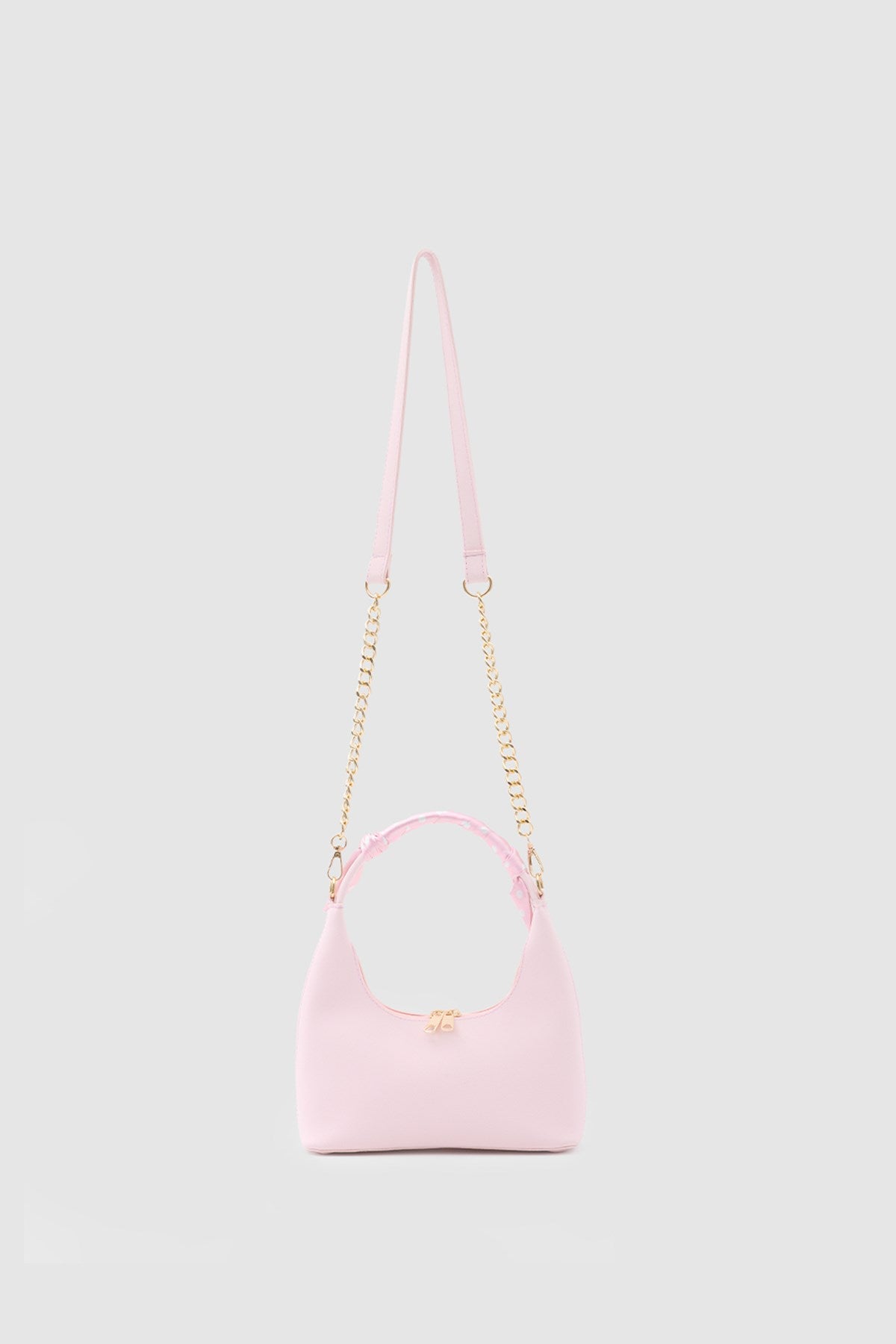 Zuhra Scarf-Detail Crossbody Bag in powder pink, view 4 – Nouva