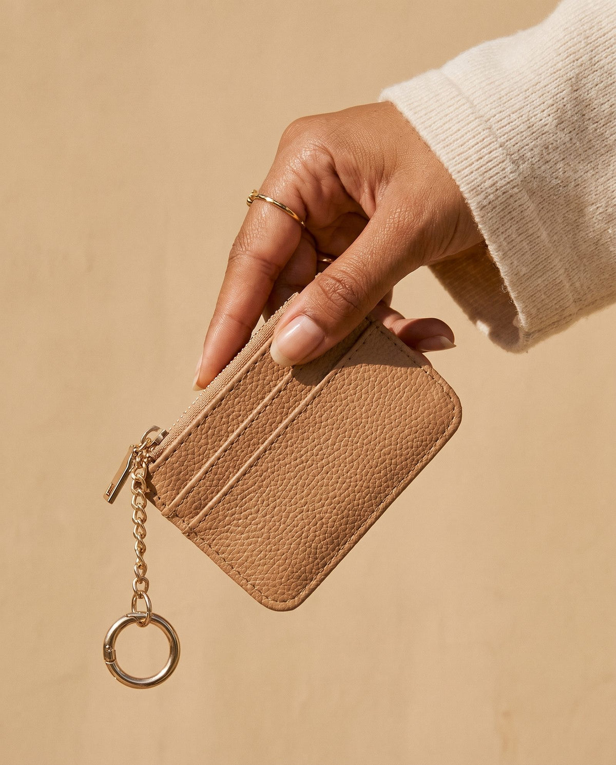 Bijou Zip Cardholder in camel, view 2 – Nouva